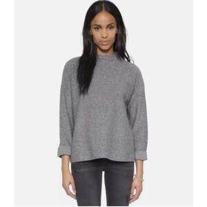 MADEWELL Ribbed Mock Neck Sweater Boxy Drop Shoulders Pullover Grey Women's S